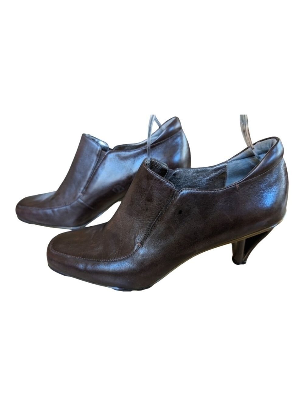 Asgi Women's Brown Square Toe, Fun Heel Ankle Booties - Size 8